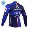 Wielershirt 2025 Groupama-FDJ Winter Thermal Fleece - Zwart Blauw